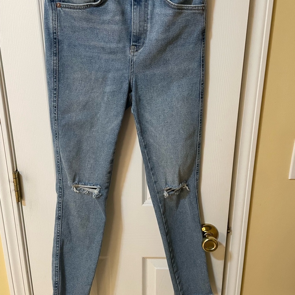 We The Free Sky Blue Ripped Skinny Jeans, Sz 29P (6P)